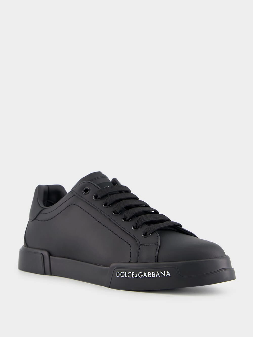 Black Calfskin Nappa Portofino Sneakers