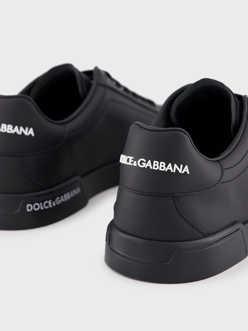Black Calfskin Nappa Portofino Sneakers