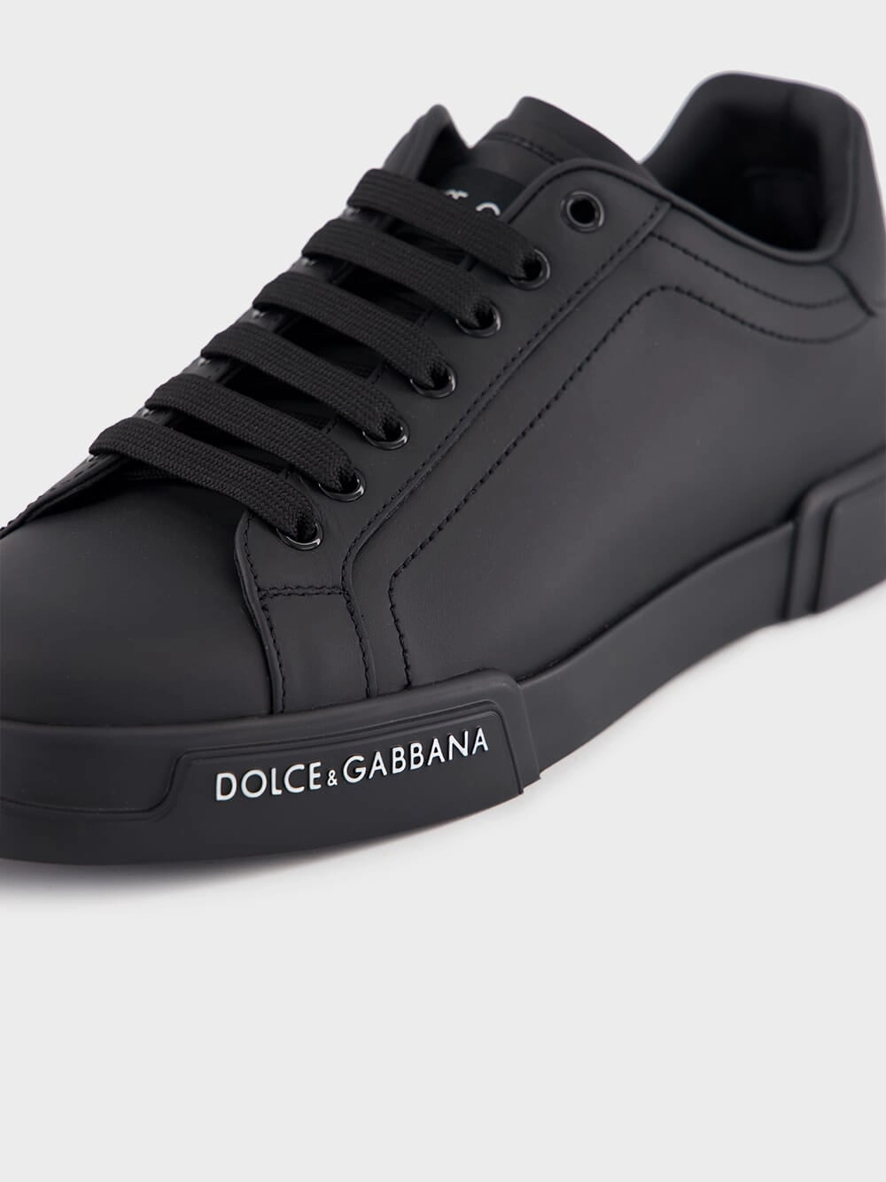 Black Calfskin Nappa Portofino Sneakers