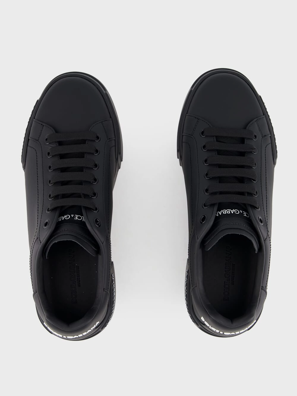 Black Calfskin Nappa Portofino Sneakers