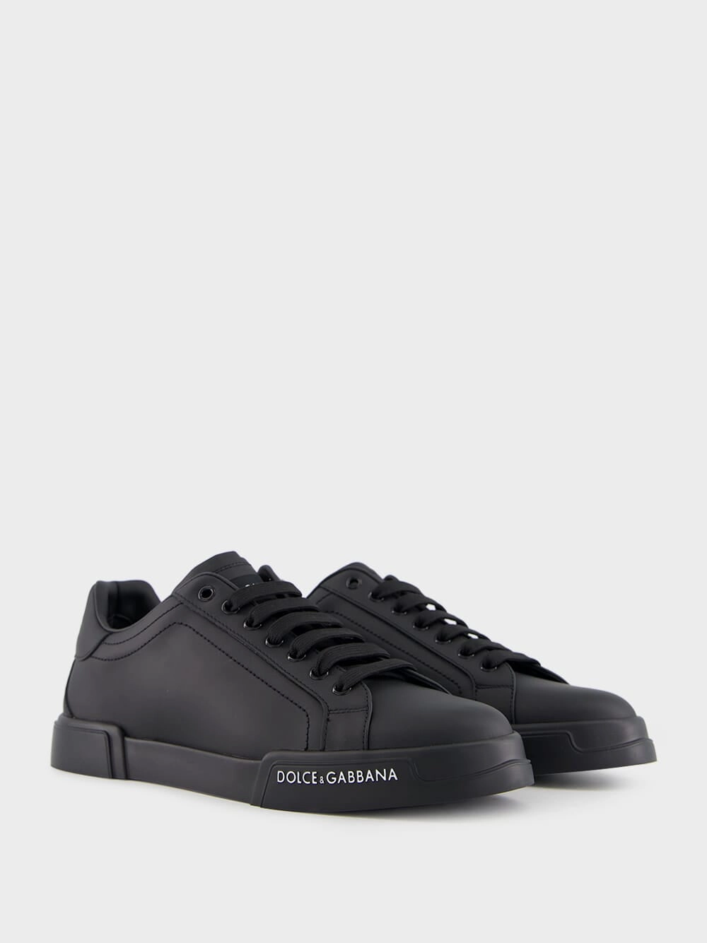 Black Calfskin Nappa Portofino Sneakers