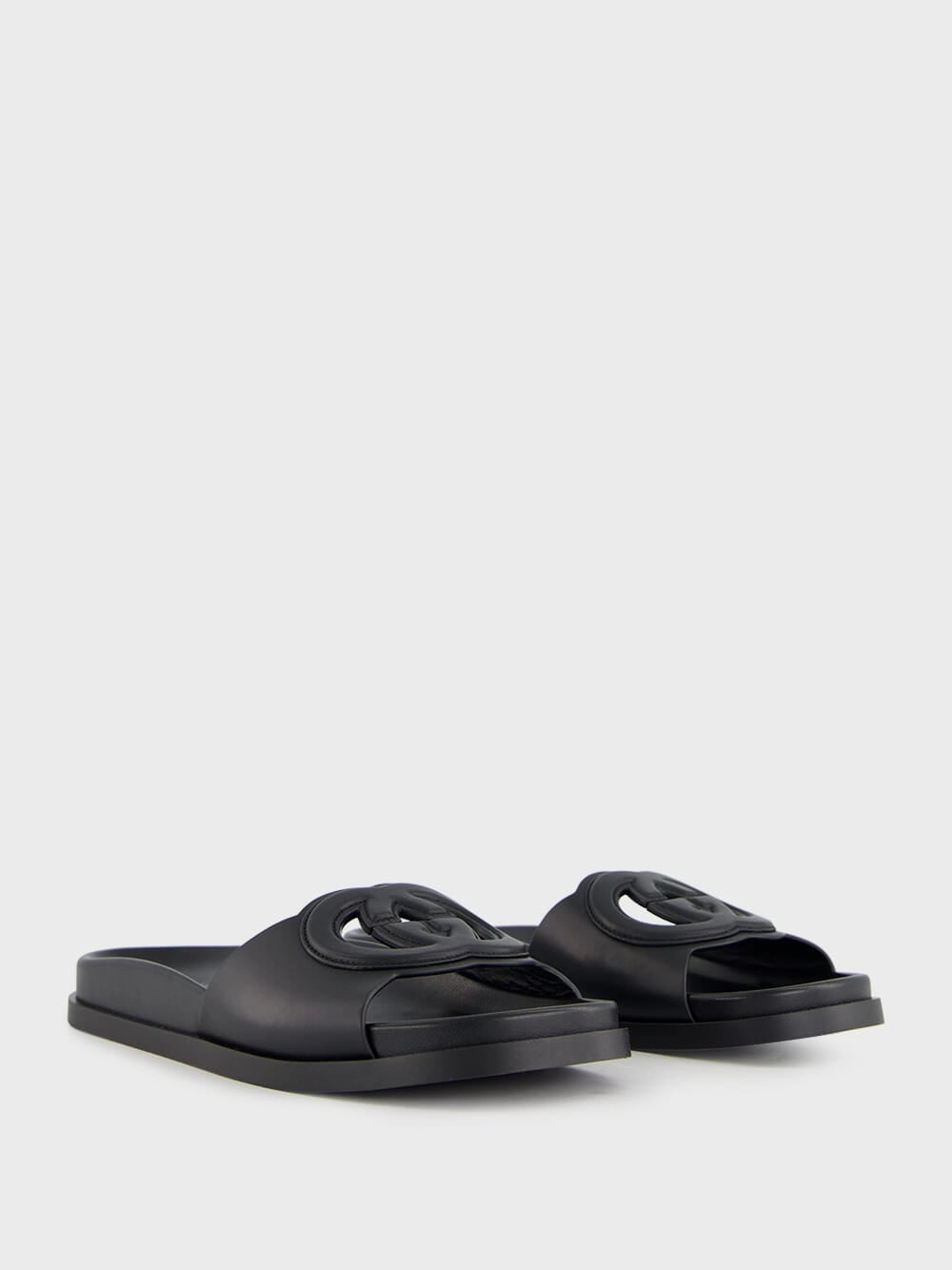 Black Cosmos Softy Leather Sandals