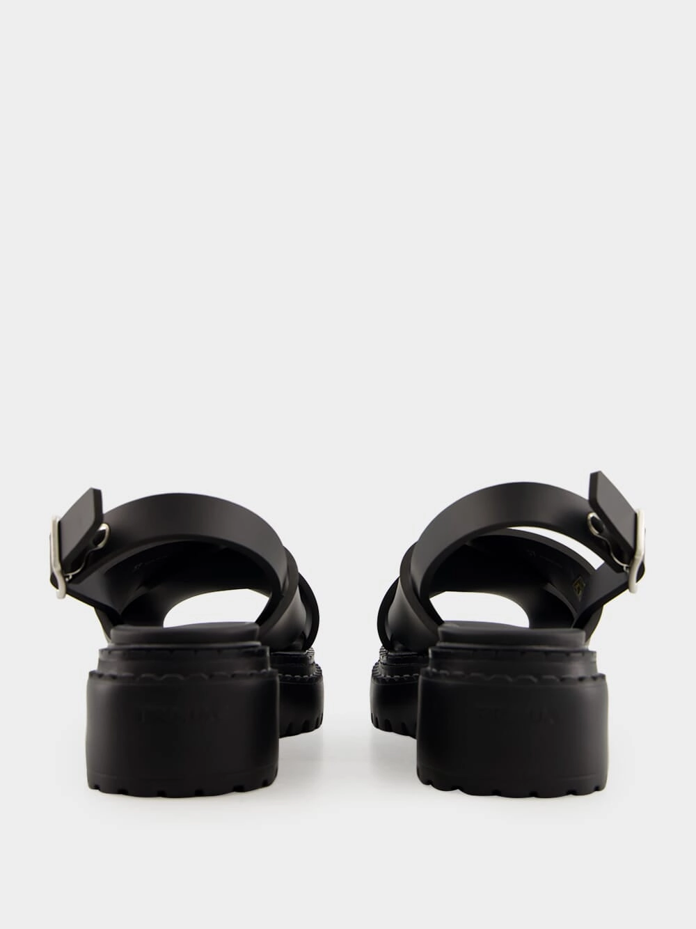 Black Crisscross Rubber Sandals with Logo