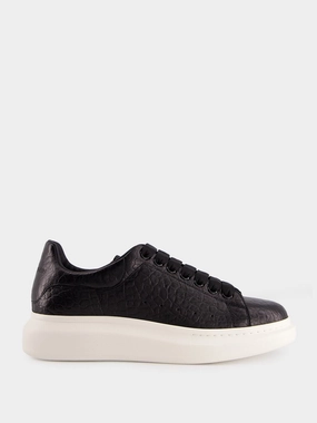 Black Grainy Leather Oversized Sneakers Promo deal Mens Sneakers