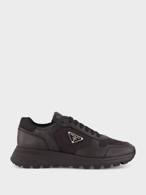 Black Leather & Nylon High-Top Sneakers Promo deal Mens Sneakers