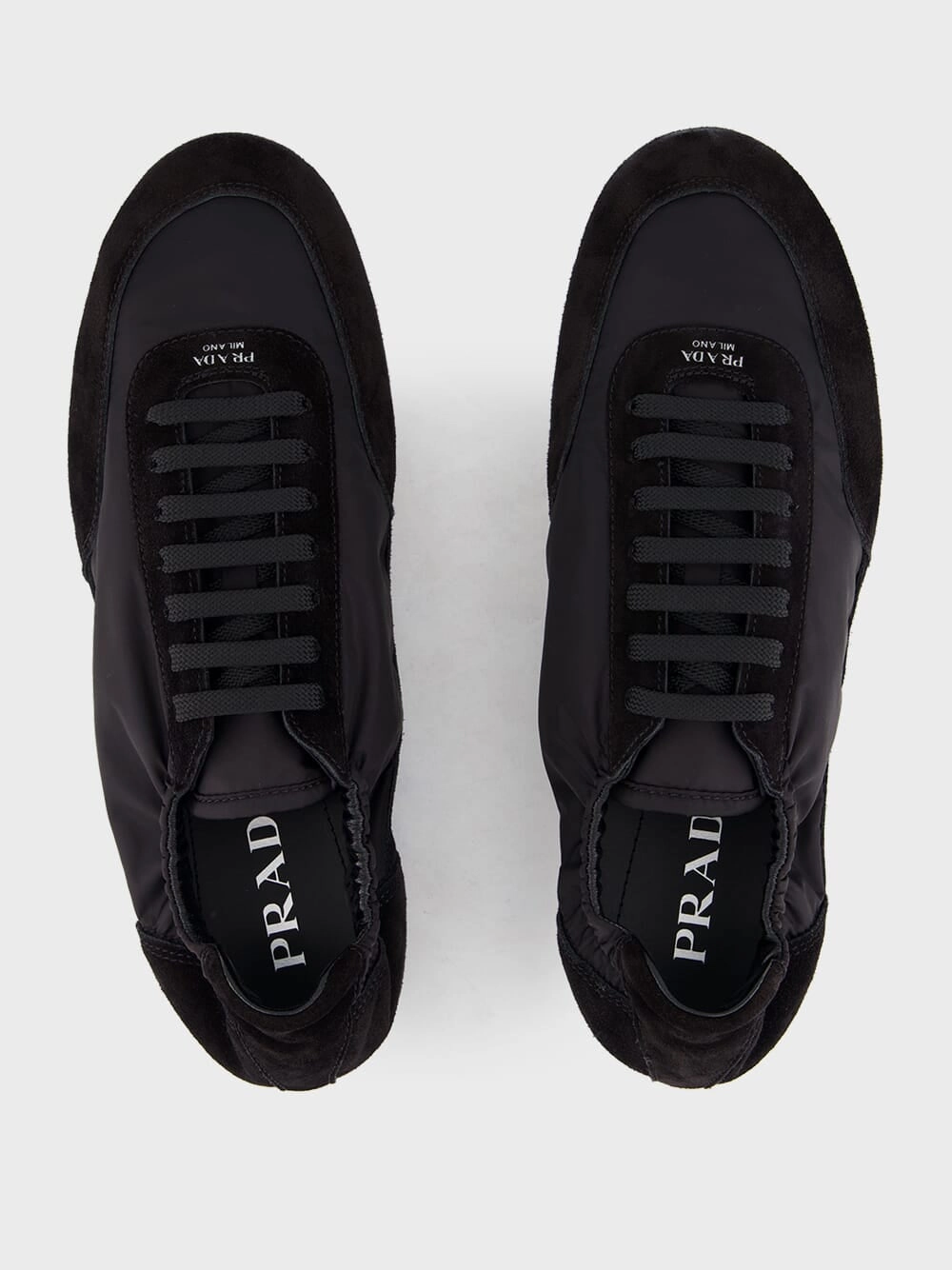 Black Leather Lace-Up Sneakers
