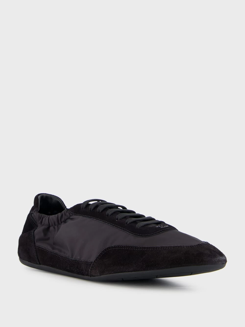 Black Leather Lace-Up Sneakers