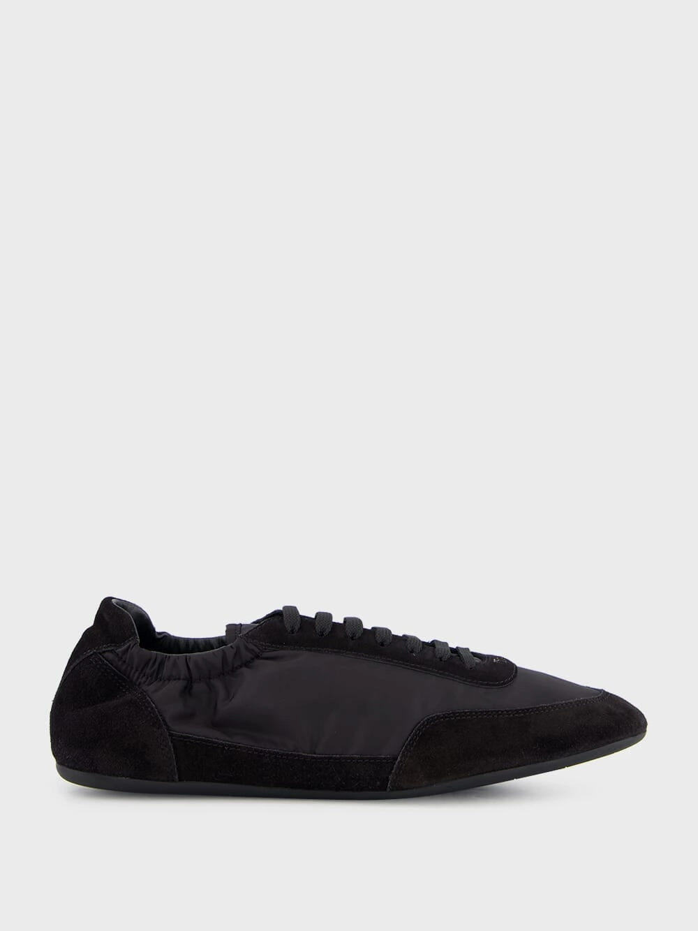 Black Leather Lace-Up Sneakers