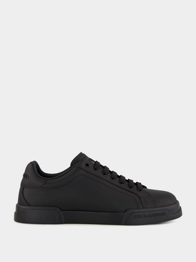 Black Low-Top Leather Sneakers Promo deal Mens Sneakers