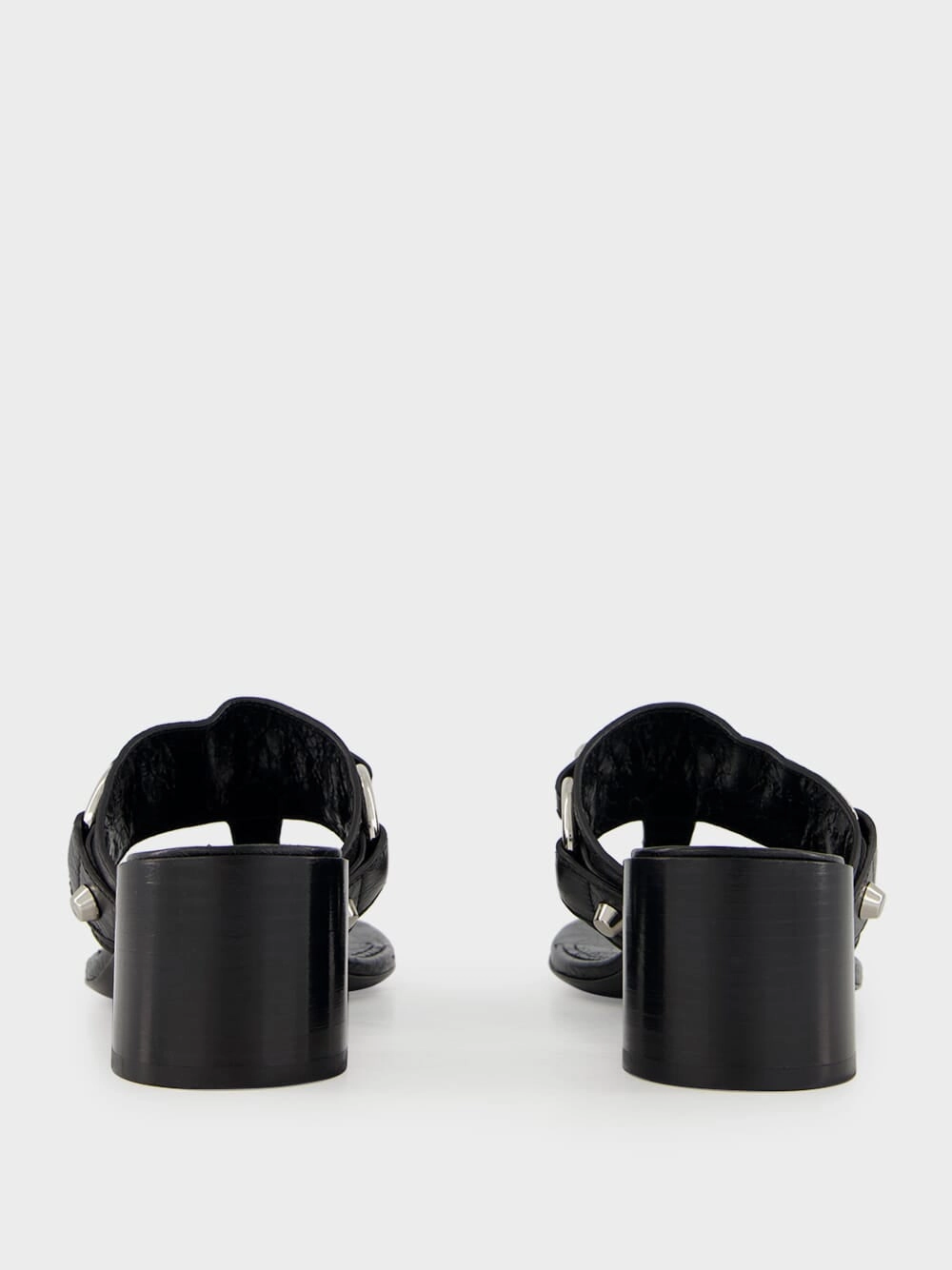 Black Mid-Heel City Tong Sandals