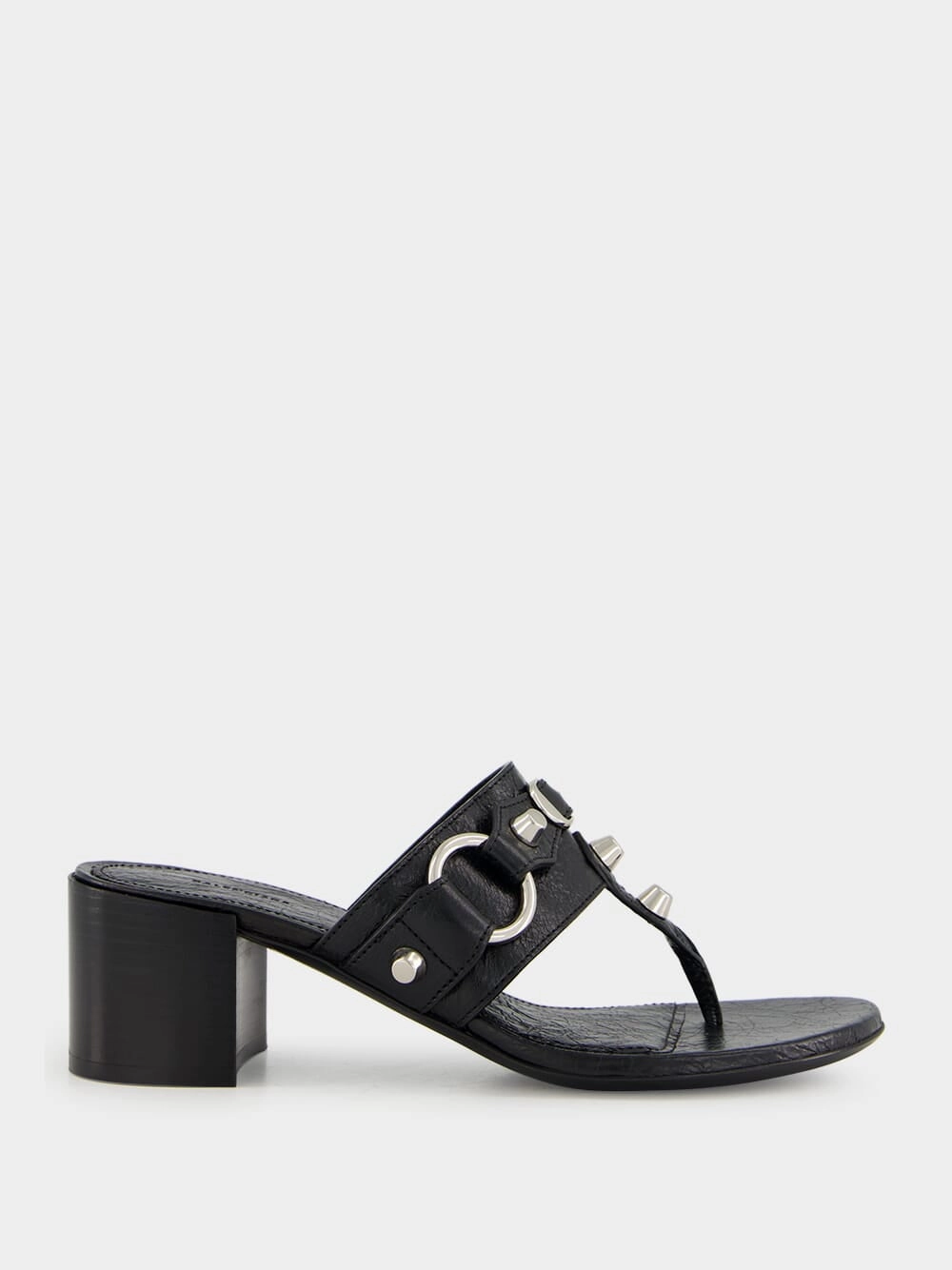 Black Mid-Heel City Tong Sandals Womens Sandals mega clearance