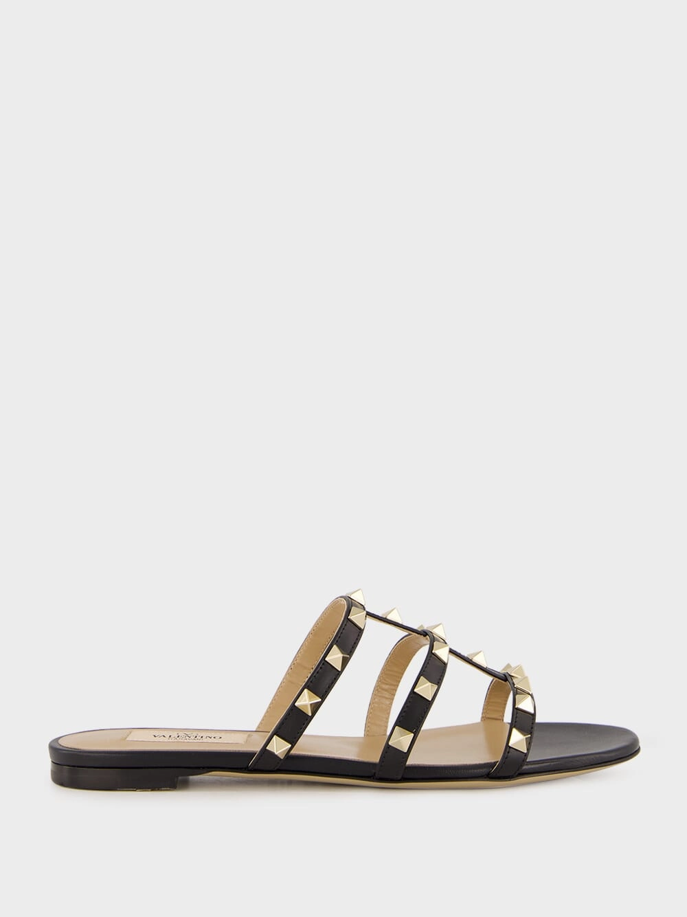 Black Rockstud Flat Slide Sandal Womens Sandals mega clearance