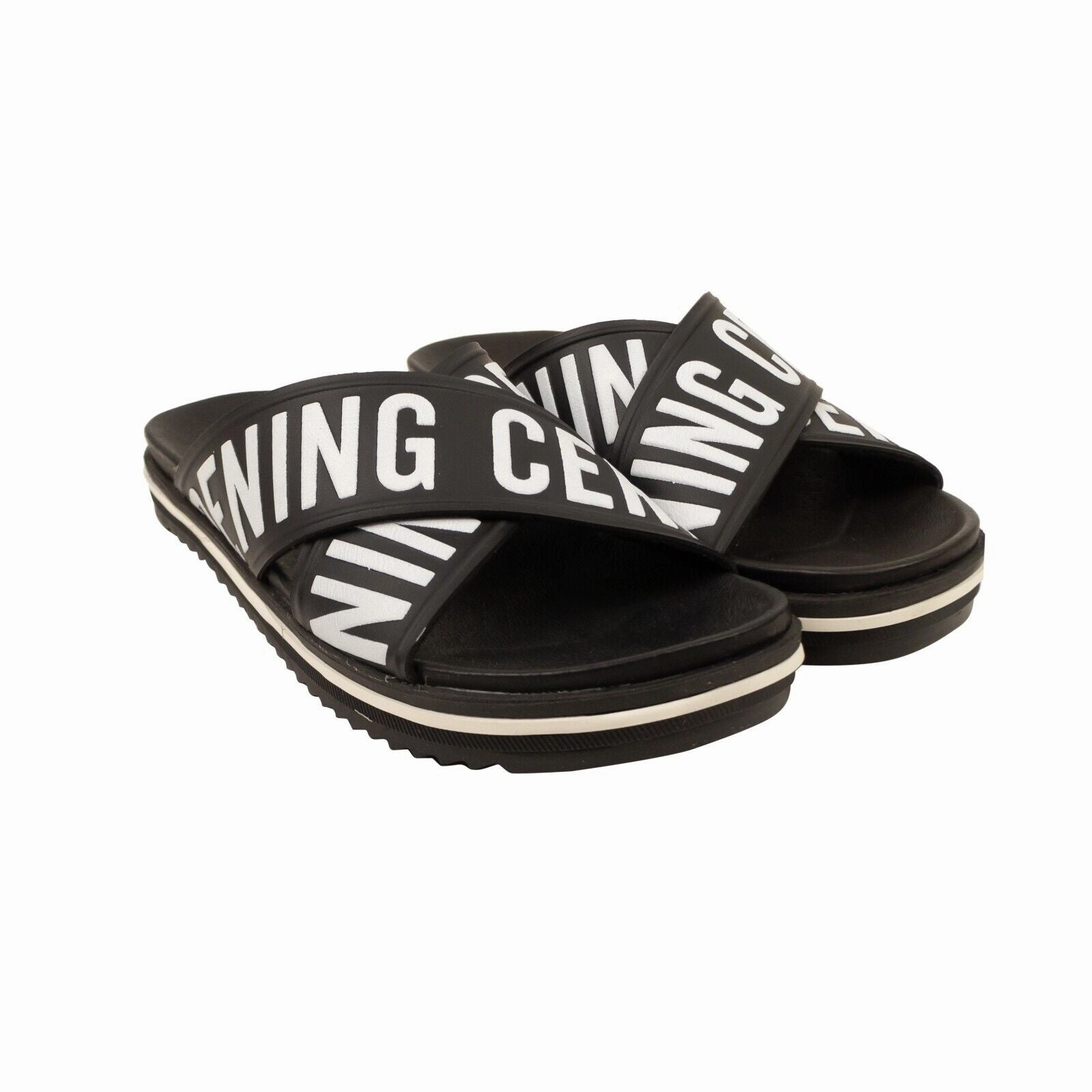 Black Rubber Cross Strap Berkley Slides