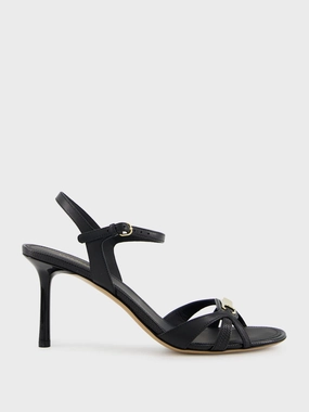 Black Strappy Sandal with Vara Buckle Womens Sandals mega clearance