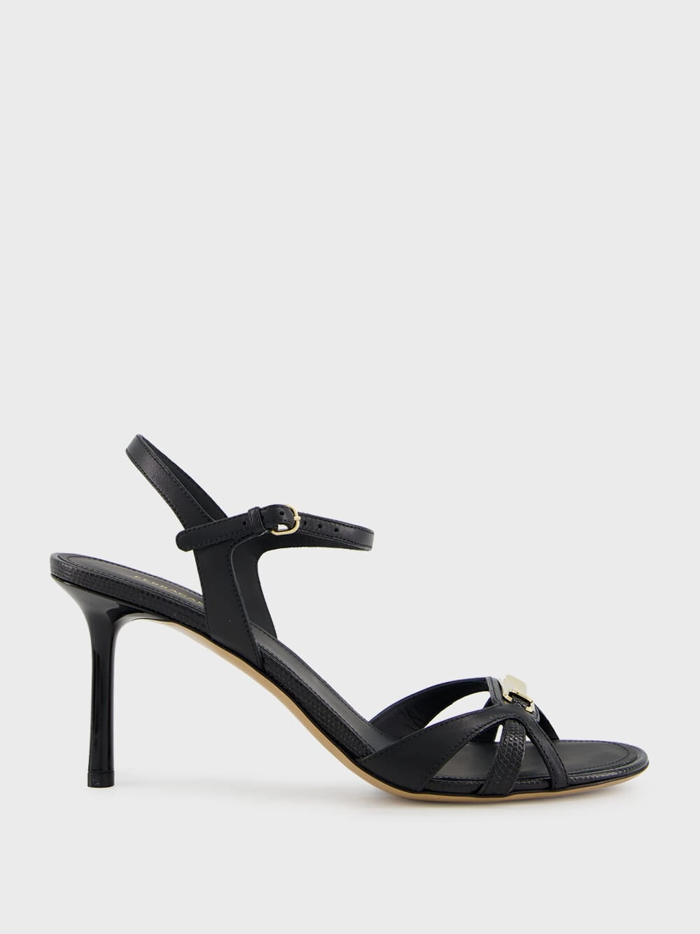 Black Strappy Sandal with Vara Buckle Womens Sandals mega clearance