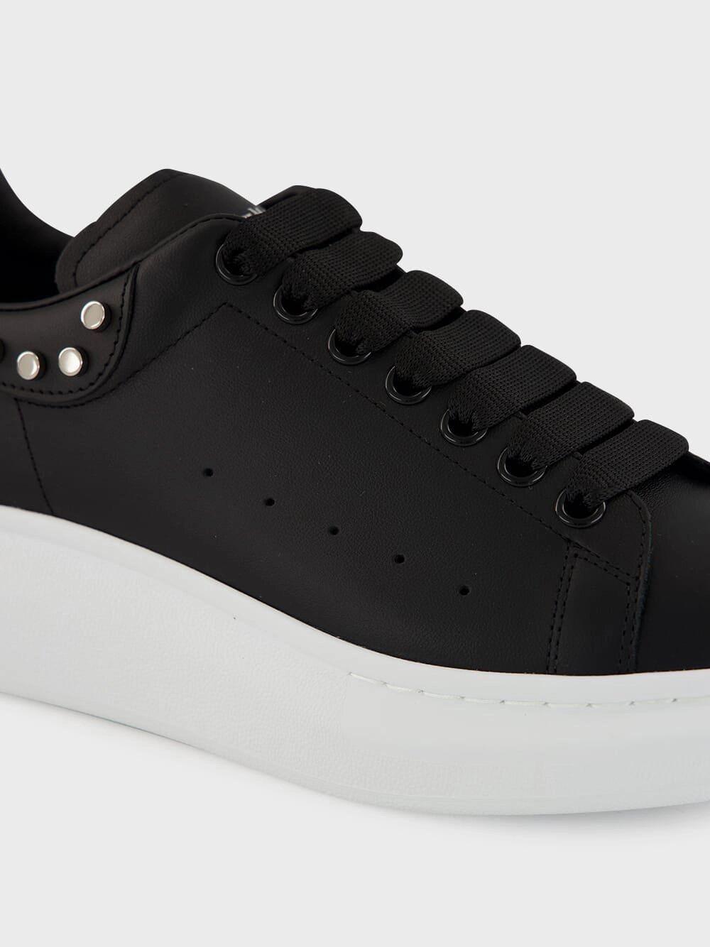 Black Studded Leather Low-Top Sneakers