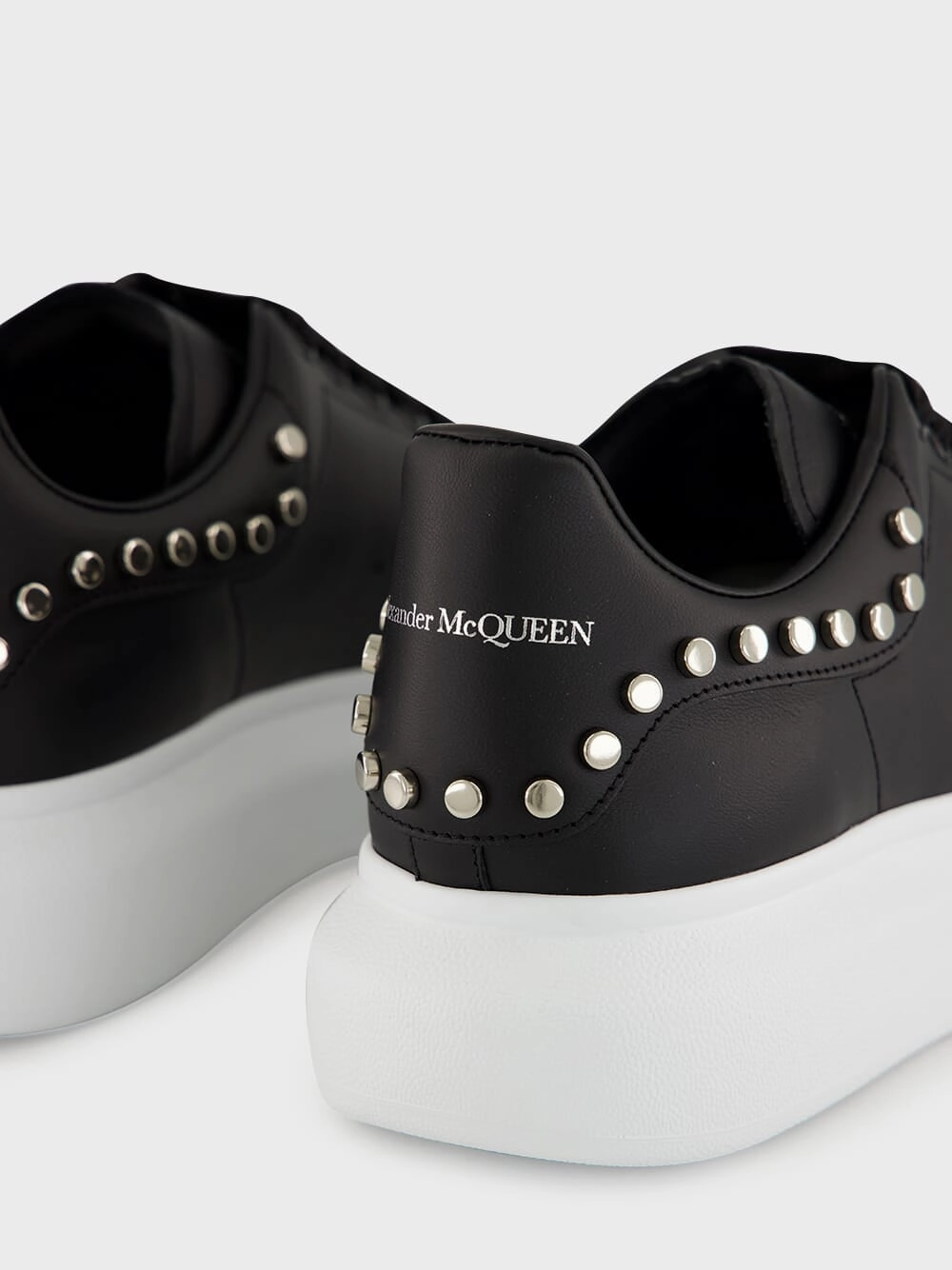 Black Studded Leather Low-Top Sneakers
