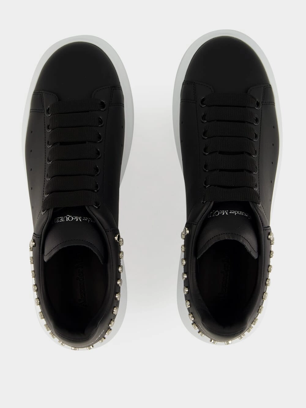 Black Studded Leather Low-Top Sneakers