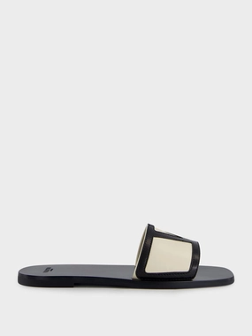 Black VG Viva Superstar Leather Slides Womens Sandals mega clearance