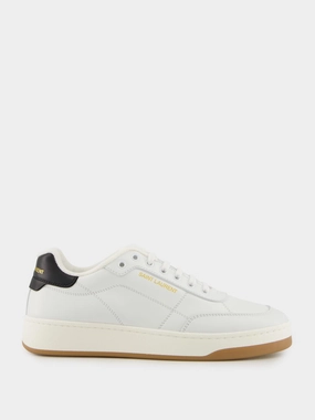 Blanc Optique and Black Sneakers in Smooth Leather Promo deal Mens Sneakers