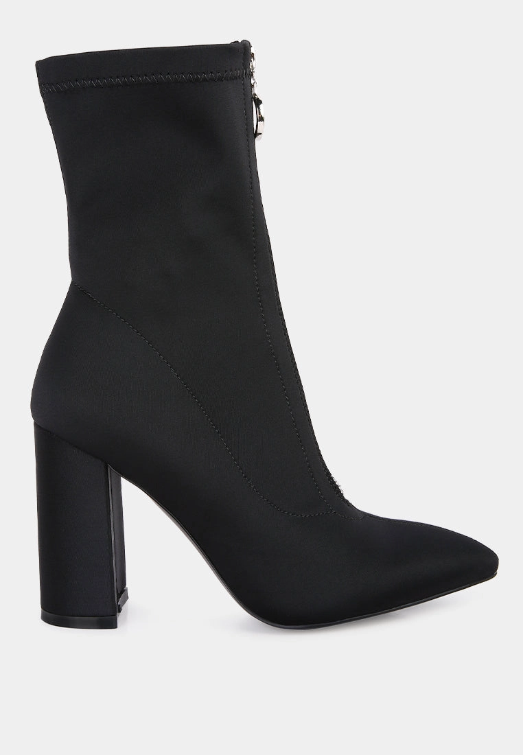 bobbettes block heeled microfiber ankle boot