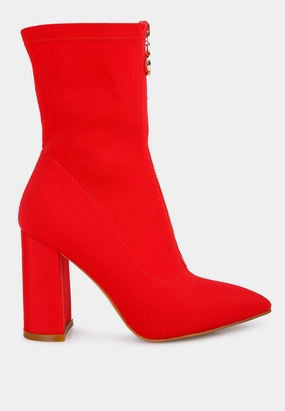 bobbettes block heeled microfiber ankle boot Promo on Womens Fashionable Boots