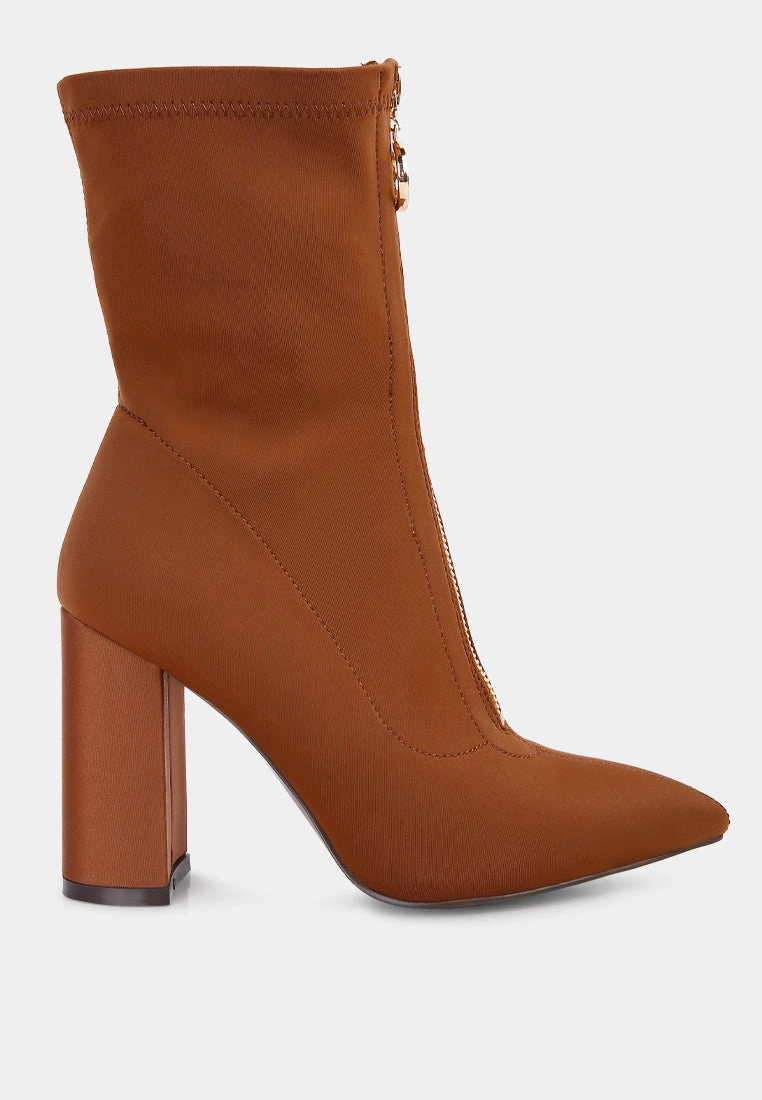 bobbettes block heeled microfiber ankle boot