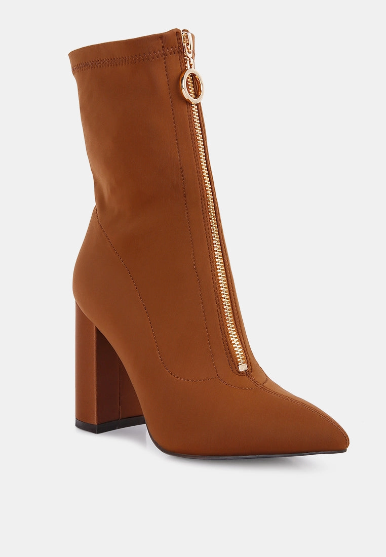 bobbettes block heeled microfiber ankle boot