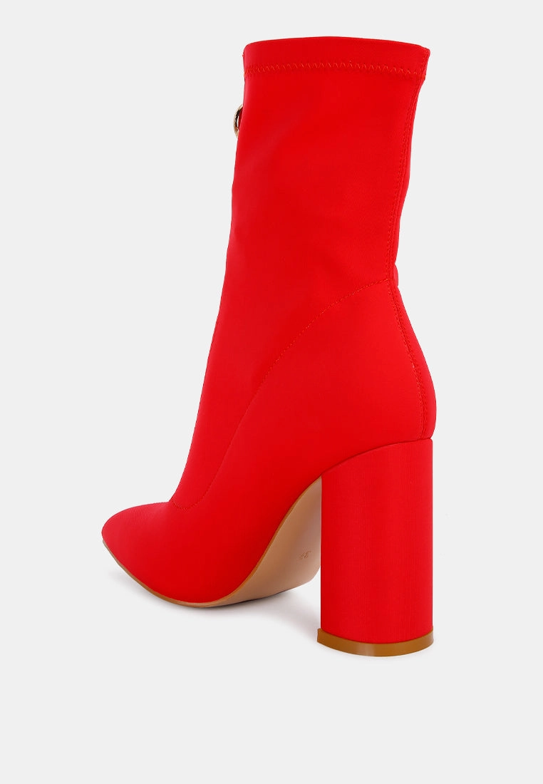 bobbettes block heeled microfiber ankle boot
