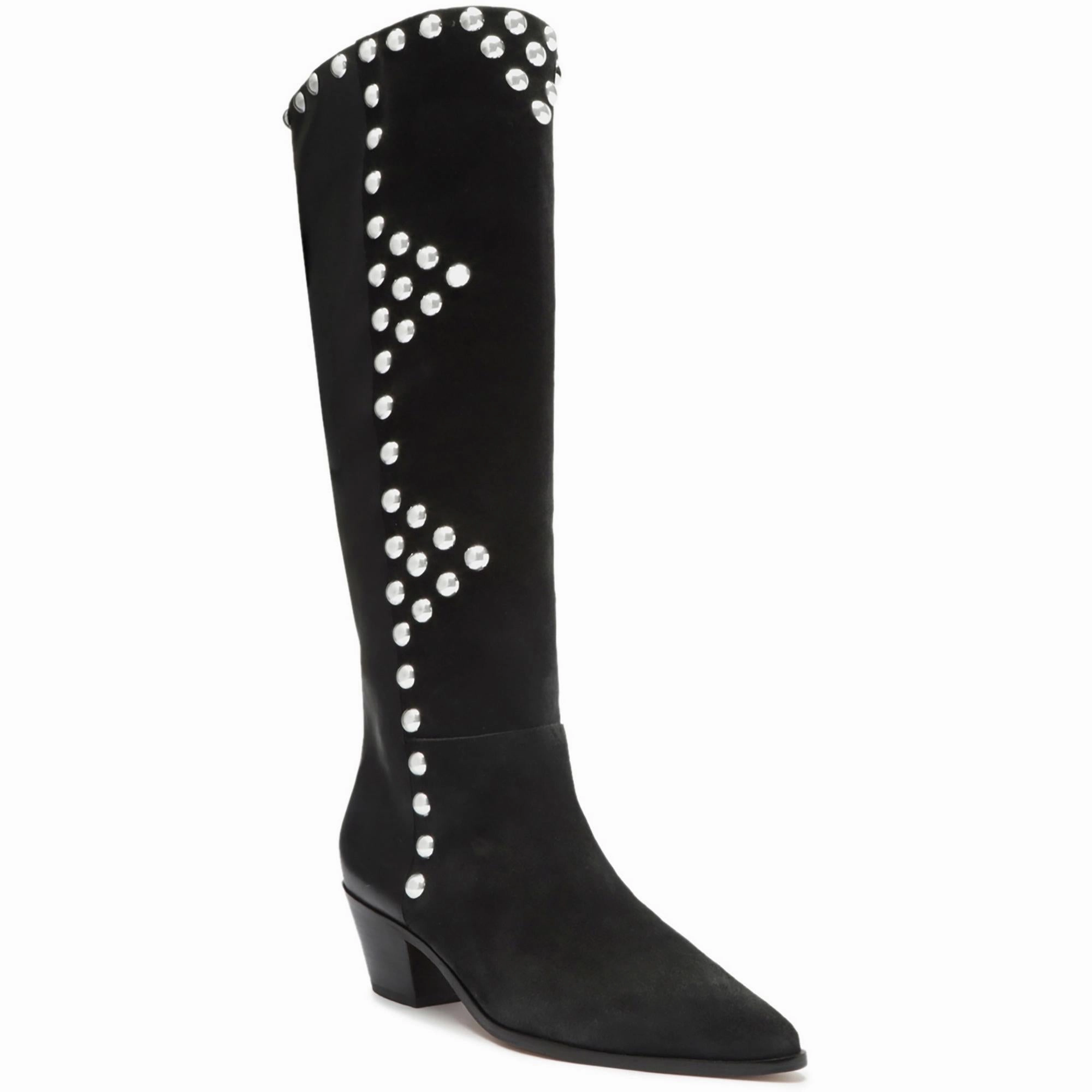 Bota Womens Leather Studded Knee-High Boots