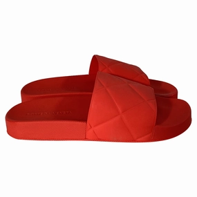 Bottega Veneta Slides in Red Rubber Mens Slippers clearance sale