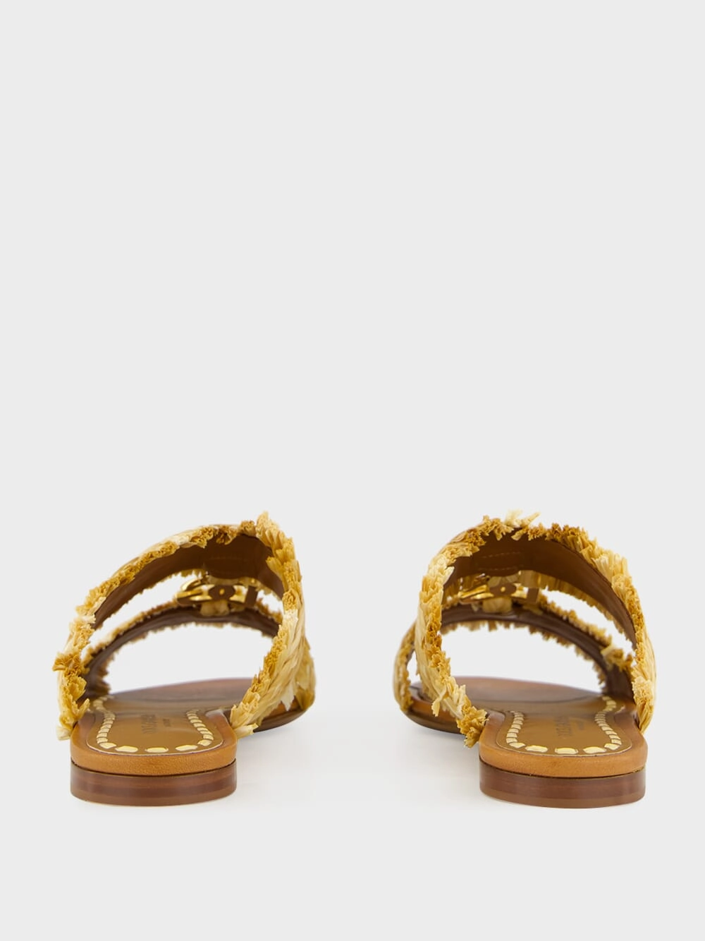 Braided Raffia Flat Fringe Slippers