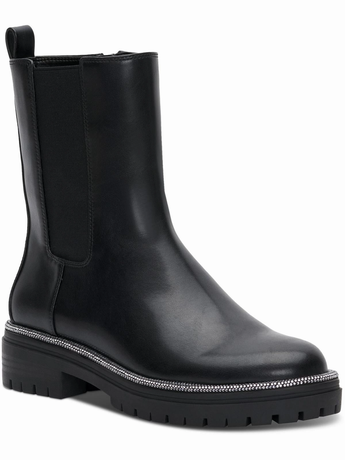 Brycin Womens Faux Leather Pull On Mid-Calf Boots