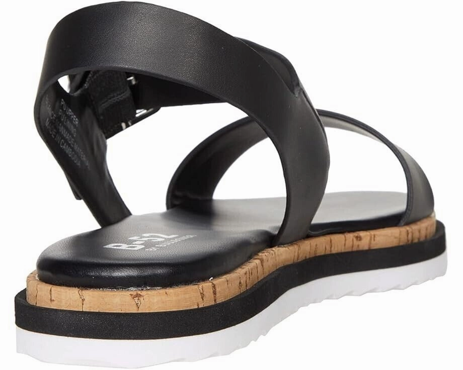 Bullboxer Calla Sandals Men's 10 Black Leather Round Toe Adjustable Strap KHD655