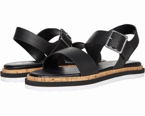 Bullboxer Calla Sandals Men's 10 Black Leather Round Toe Adjustable Strap KHD655 Discount Mens Beach Sandals