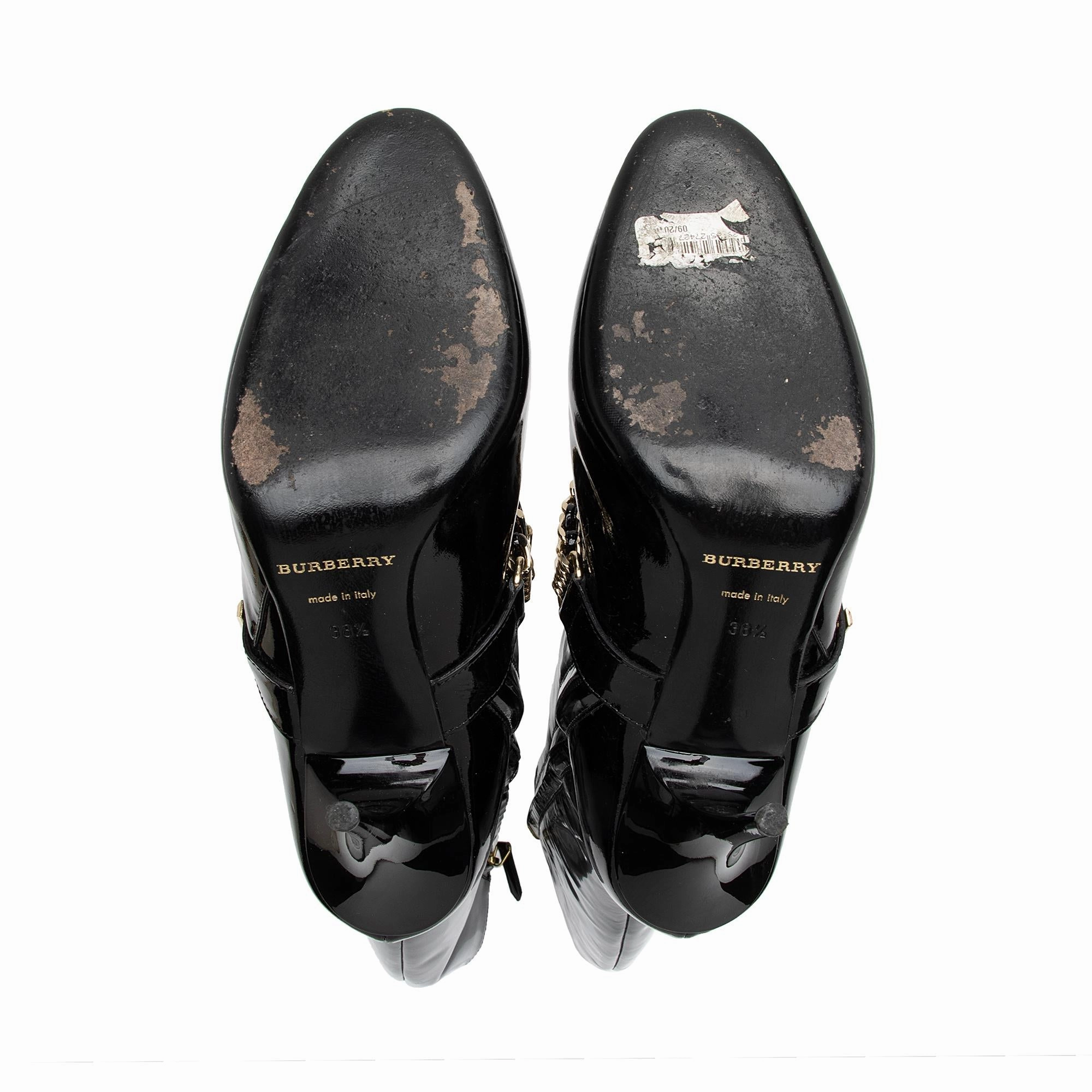 Burberry Patent Leather Chain Knee High Boots