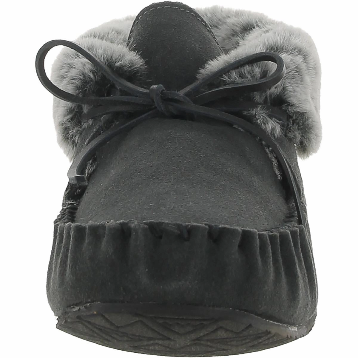 Cabin Womens Suede Faux Fur Bootie Slippers