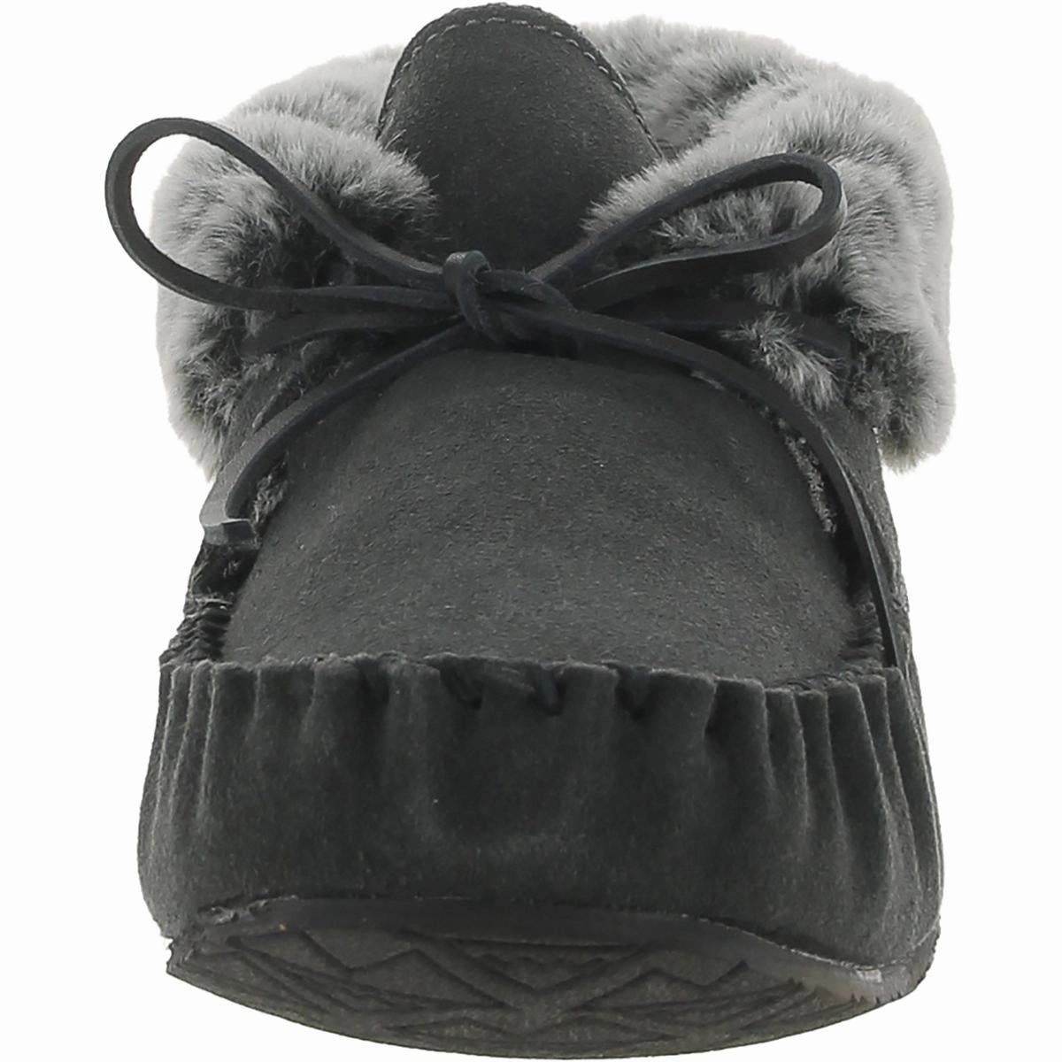 Cabin Womens Suede Faux Fur Bootie Slippers