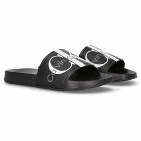 Calvin Klein Logo Pool Slide Black Water Sandals for Kids discount
