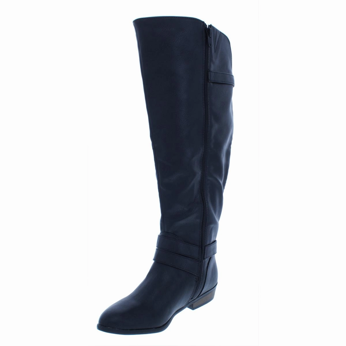 Carleigh Womens Wide Calf Faux Leather Riding Boots Womens Casual Boots clearance