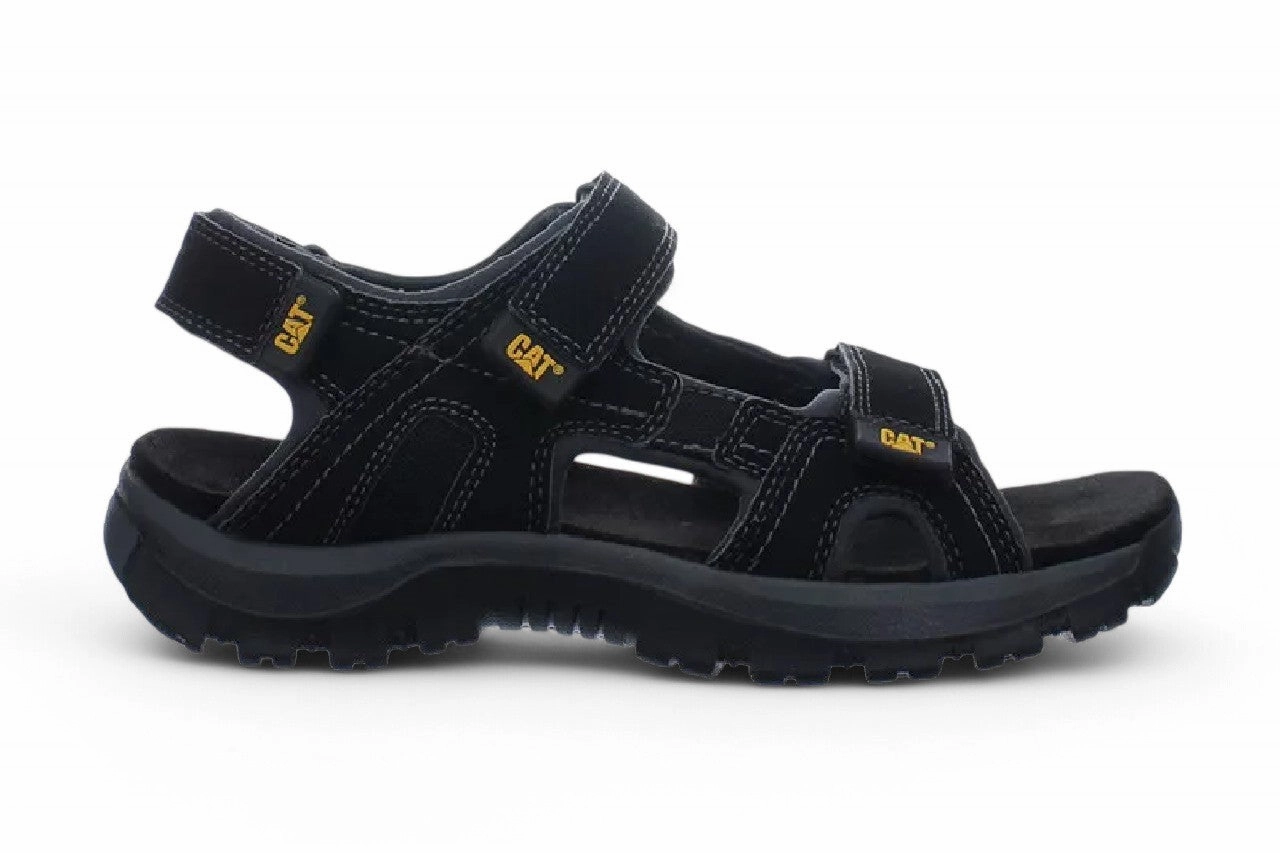 Caterpillar Men's Black Leather Giles Trekking Sandals Discount Mens Beach Sandals