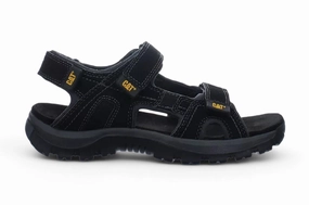 Caterpillar Men's Black Leather Giles Trekking Sandals Discount Mens Beach Sandals
