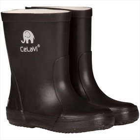 CeLaVi Basic Gummistvler Black Kids Rain Boots with free shipping