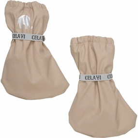 CeLaVi Polstret PU-Footies M. Fleece Warm Taupe Kids Overshoes Spring/Autumn sale