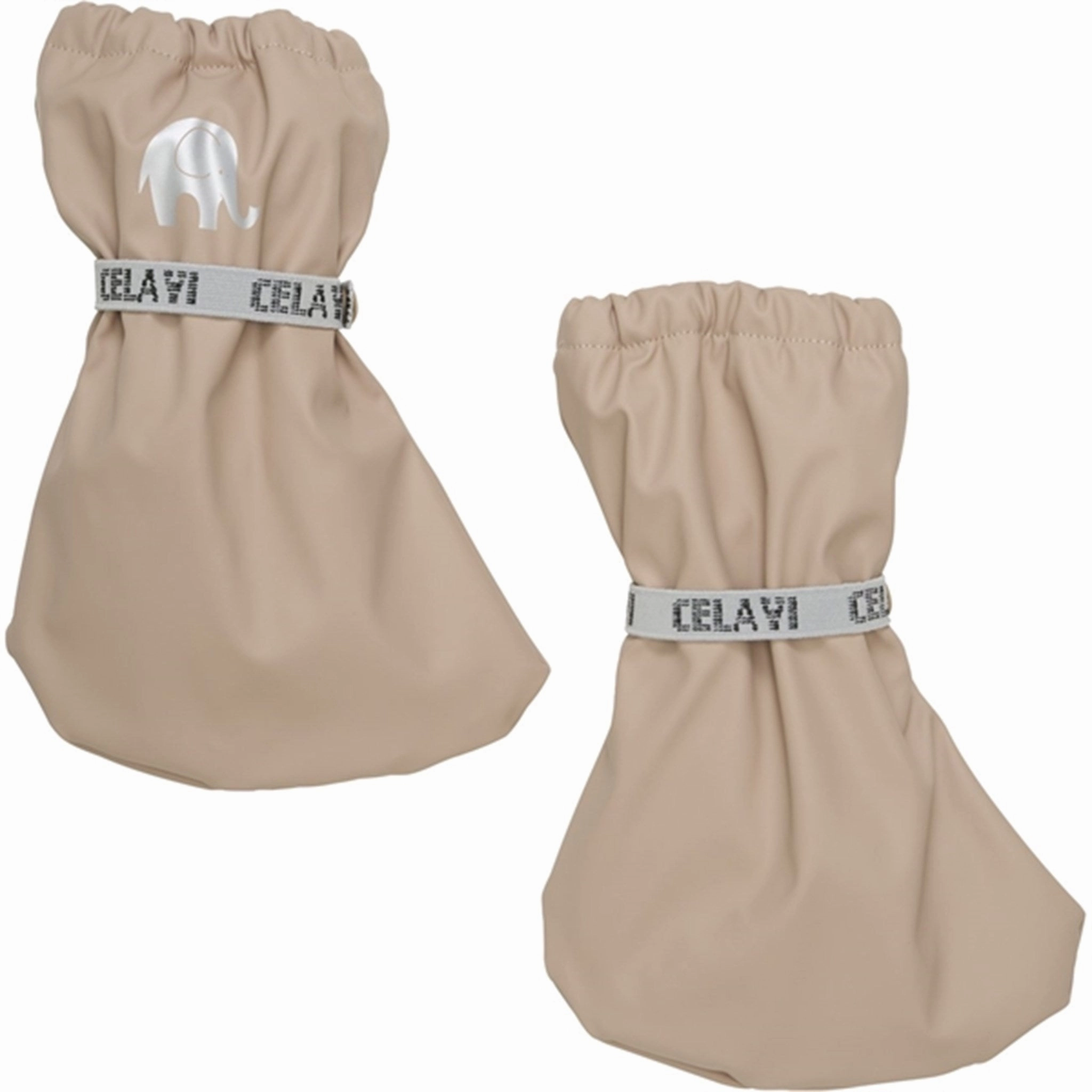 CeLaVi Polstret PU-Footies M. Fleece Warm Taupe Kids Overshoes Spring/Autumn sale