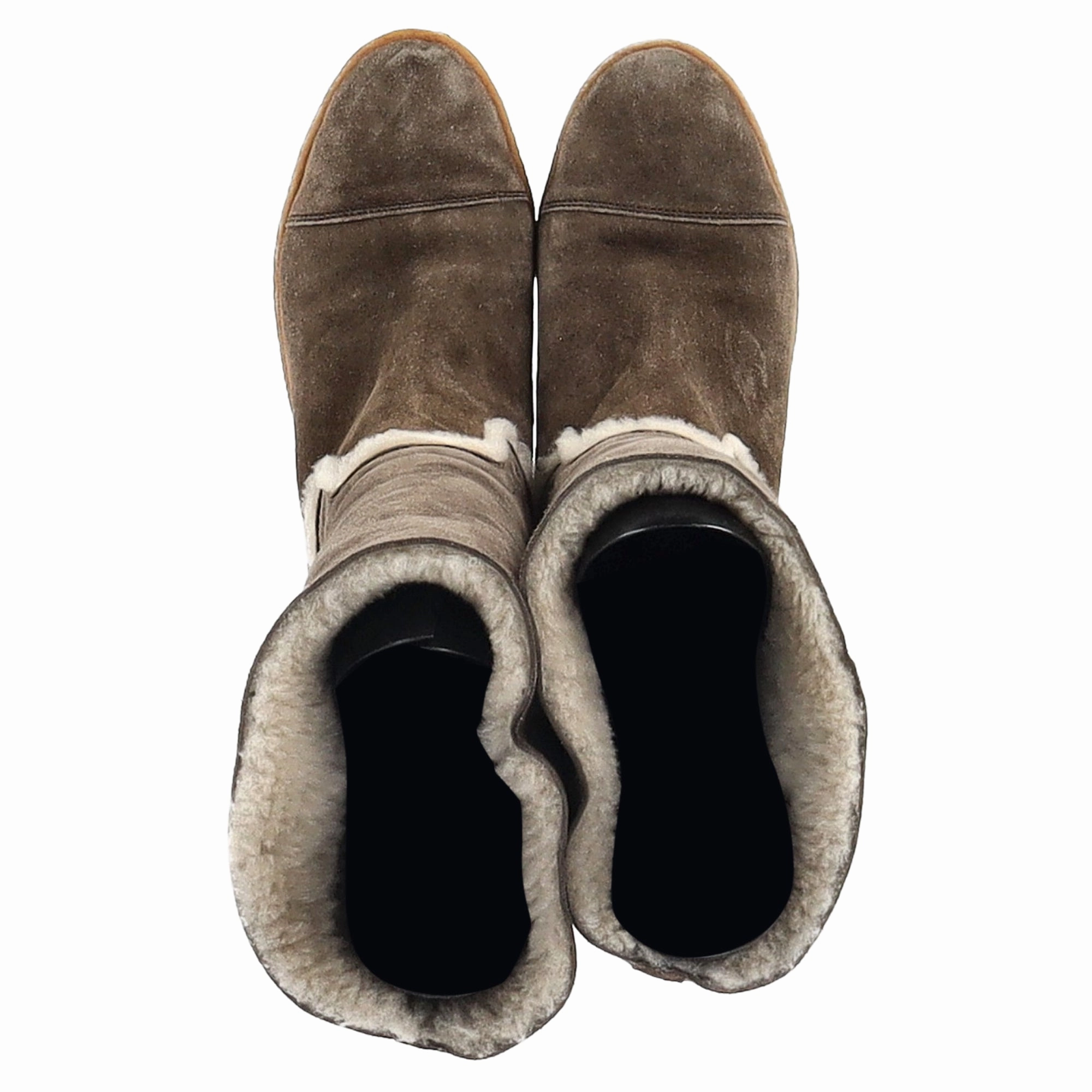Chanel Fur-Lined Snow Boots in Brown Suede