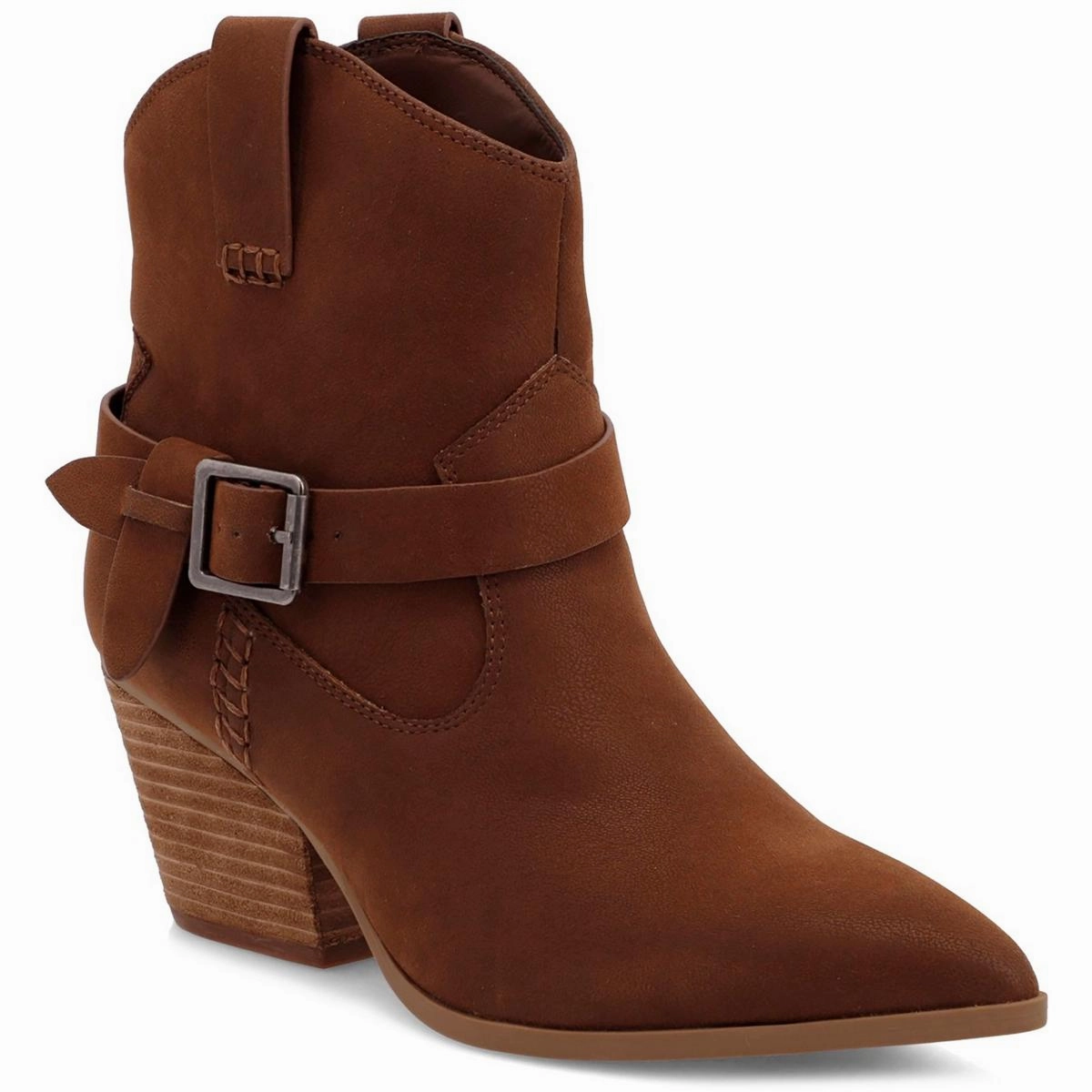 CLEMENT Womens Buckle Manmade Cowboy, Western Boots Cheap Womens Boots for winter