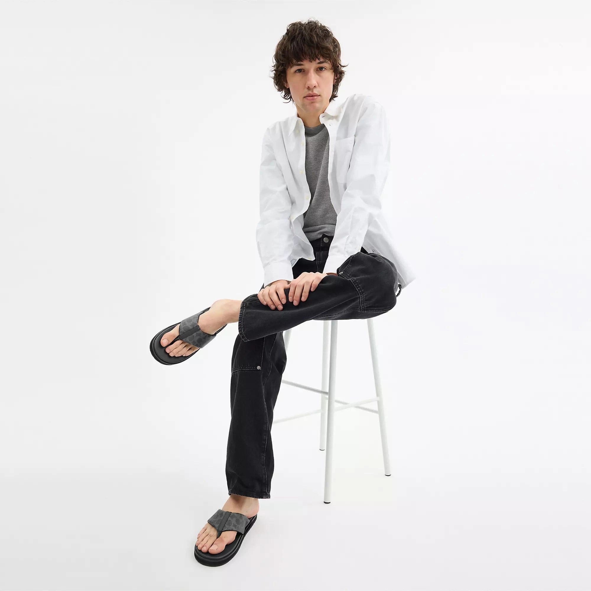 Coach Outlet Flip Flop In Signature Canvas