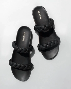Coco Chunky Braided Pool Slide In Black Cozy Womens Slippers discount