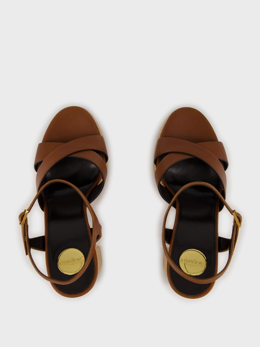 Cognac Bianca Platform Sandals in Smooth Leather